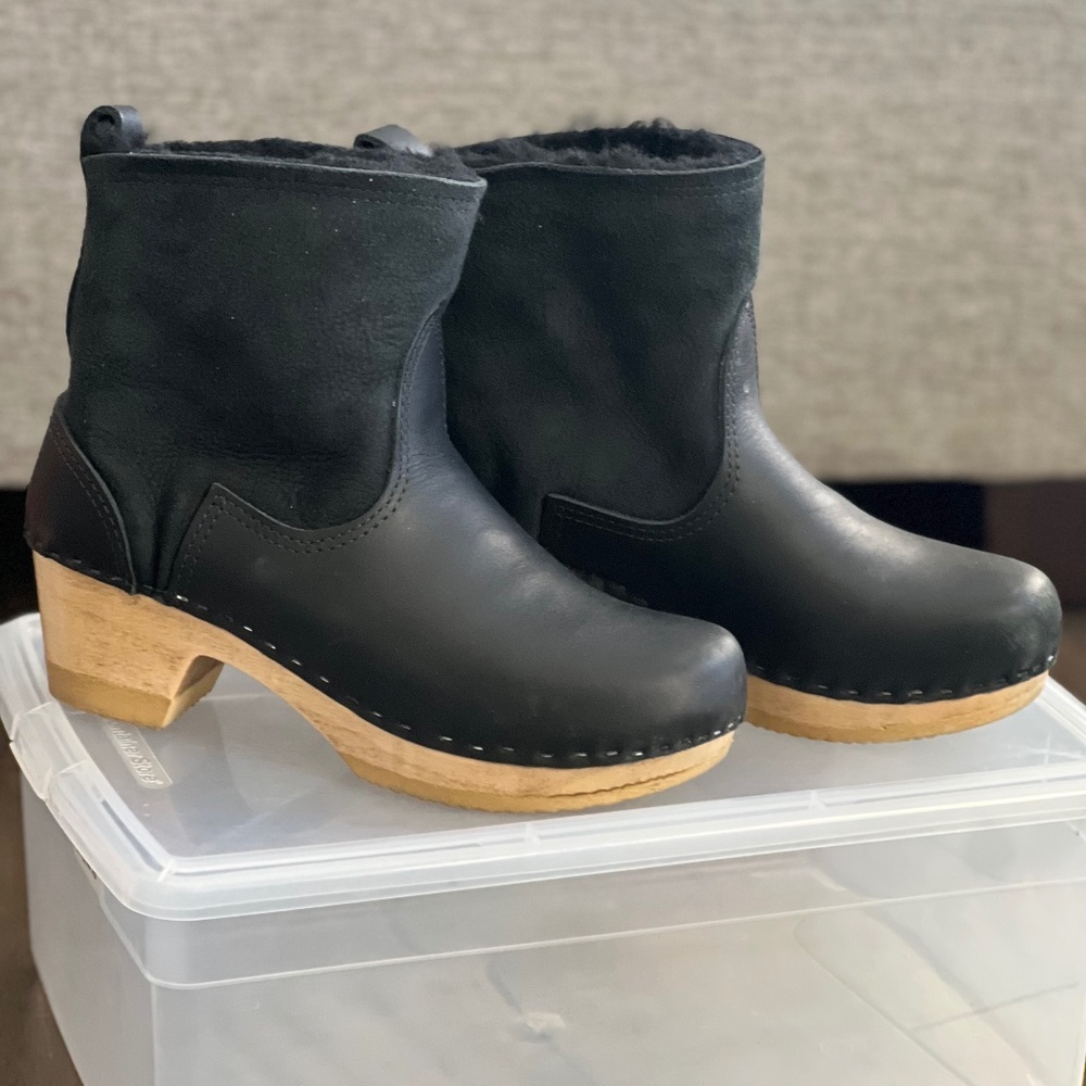 NO.6 5" Shearling Clog Boot in Black Suede size 39 (US 7.5)